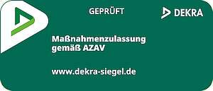 Dekra-Siegel mit der Maßnahmenzulassung gemäß AZAV