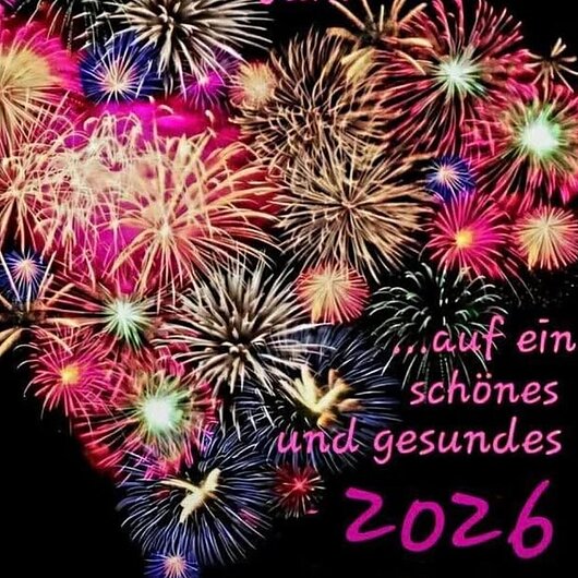 Feuerwerk mit Neujahrswunsch