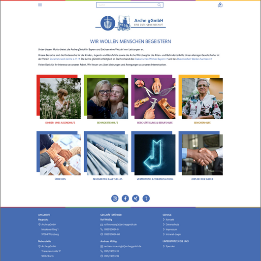 Startseite der neuen Homepage der Arche gGmbH